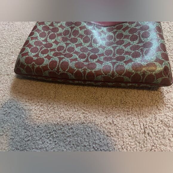 Coach Red/Grey Signature Coated Canvas and Leather crossbody Shoulder Dusty - Picture 3 of 11